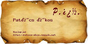 Patócs Ákos névjegykártya